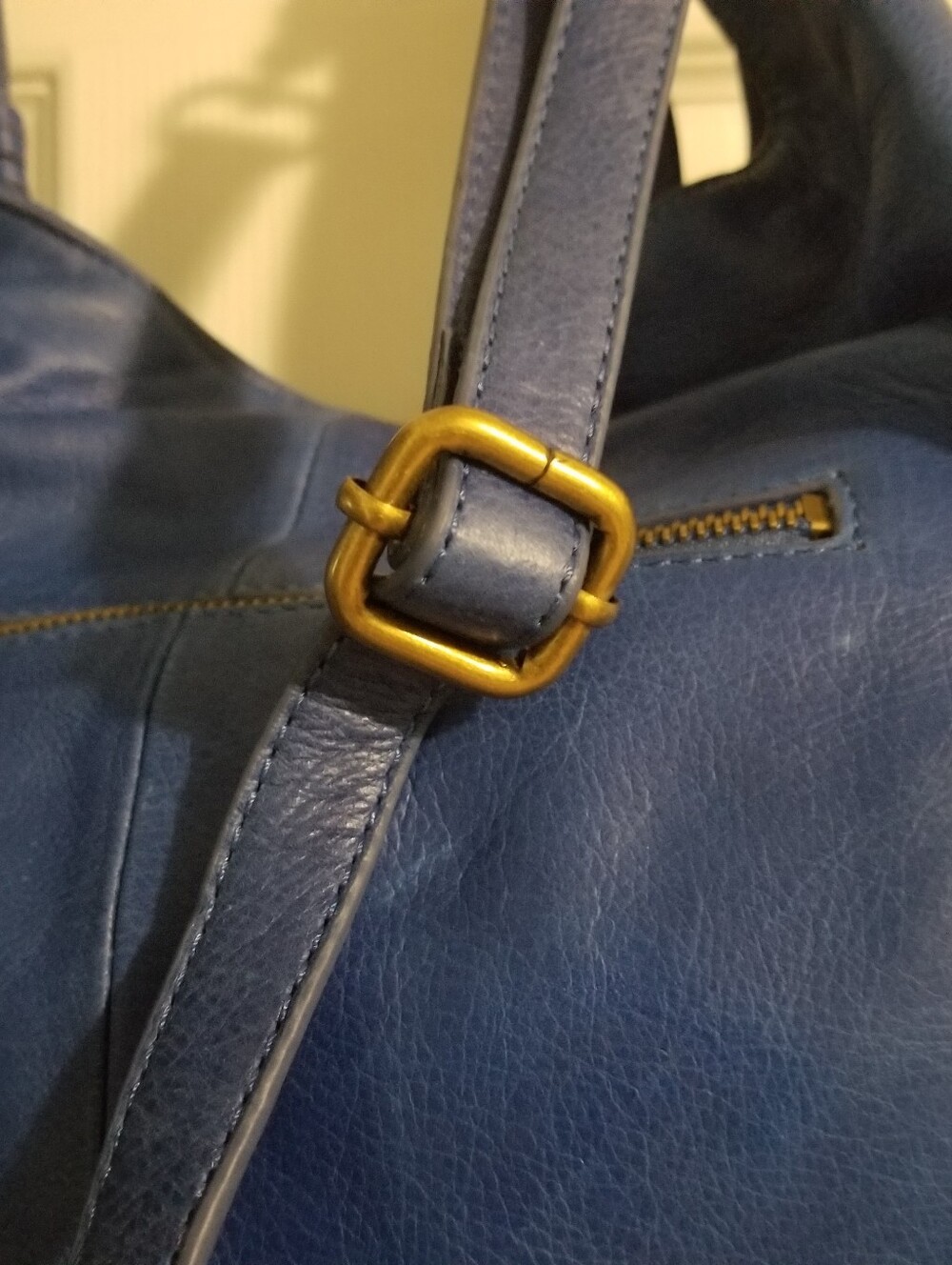 Lucky Brand Blue Fringe Leather Hobo Purse - Picture 6 of 10